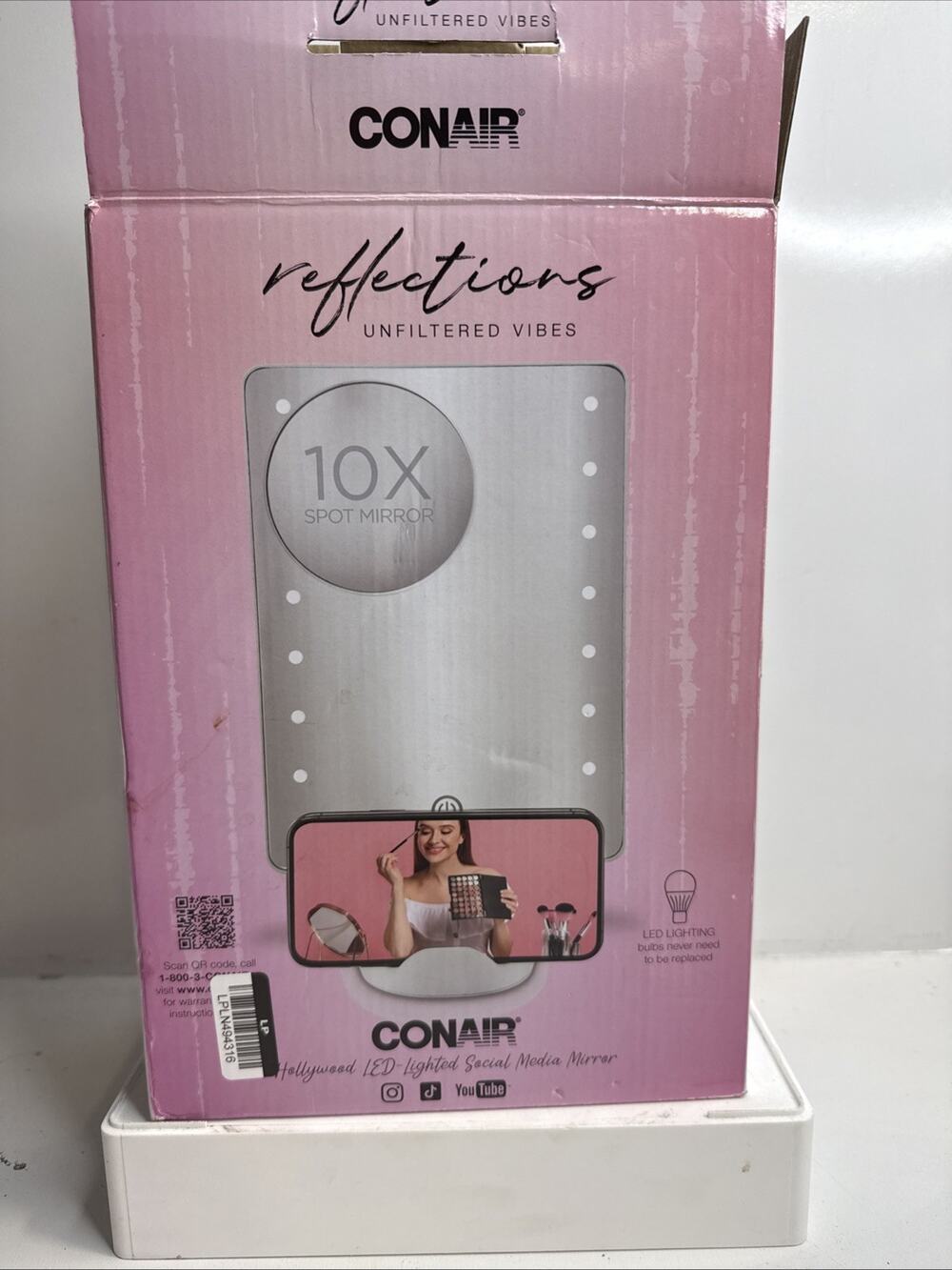 Conair Hollywood LED Lighted Makeup Mirror - White Vanity